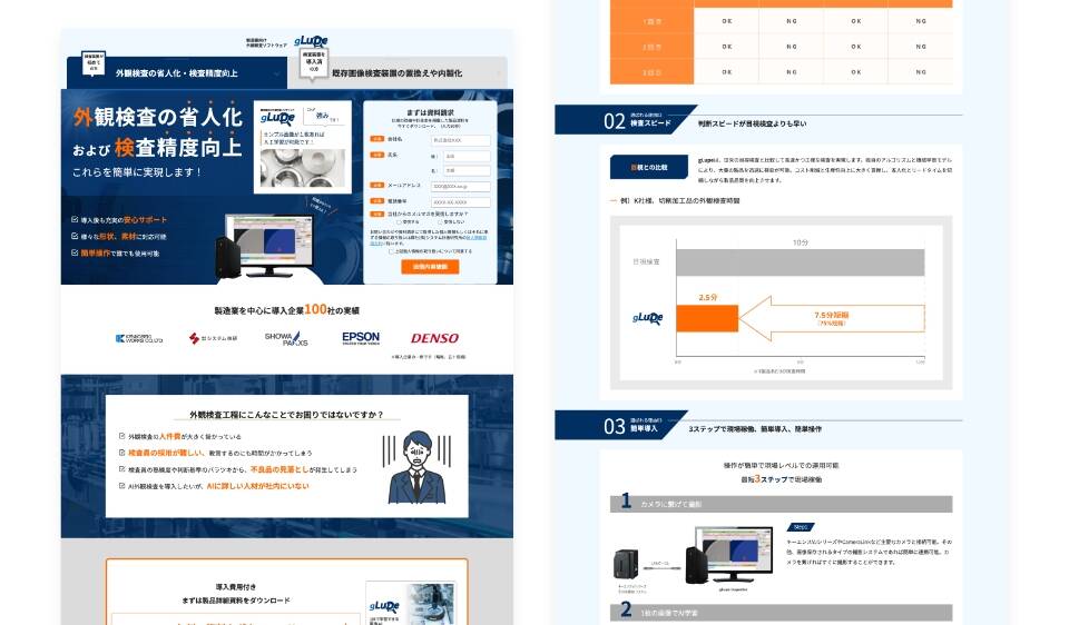 企業のウェブサイトデザインを示す画像。モダンで洗練されたレイアウトが特徴です。